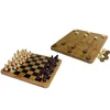 Bamboo Chinese Outdoor Chess set+Nine Men Morris+Checkers Board Games Set