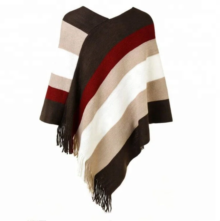 

wholesale women fashion knit poncho top 10 oversized stripe sweater, As photos