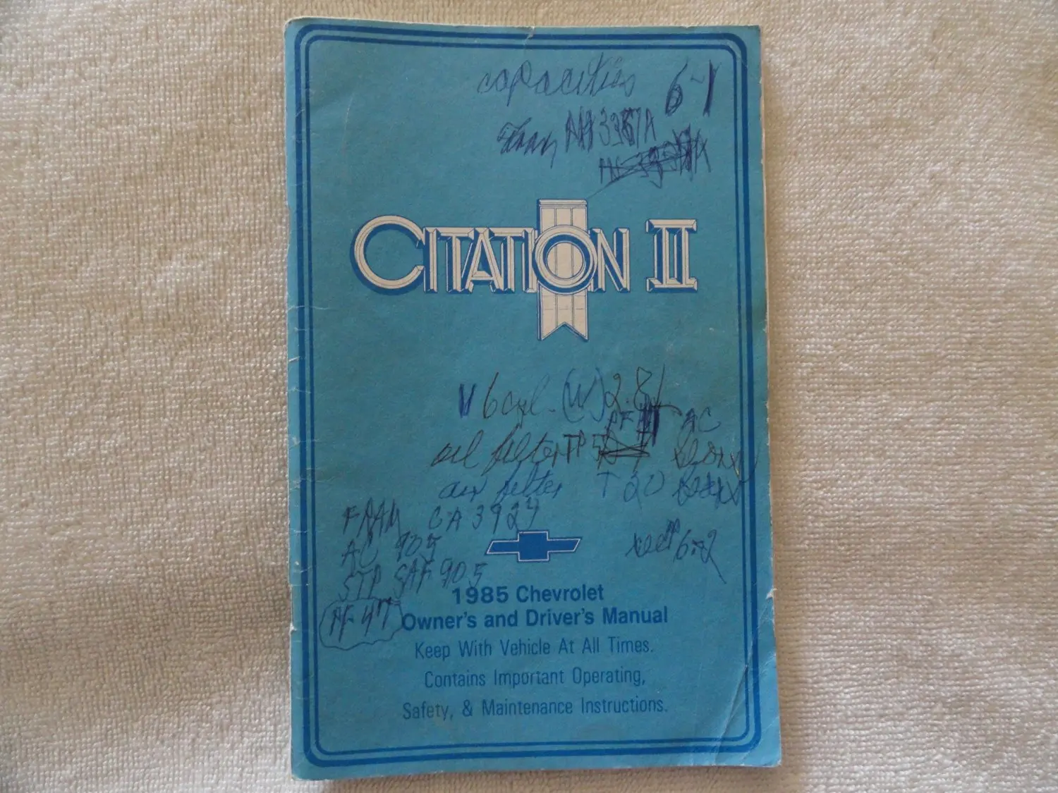 Get Quotations · 1985 Chevrolet Chevy Citation II Owners Manual