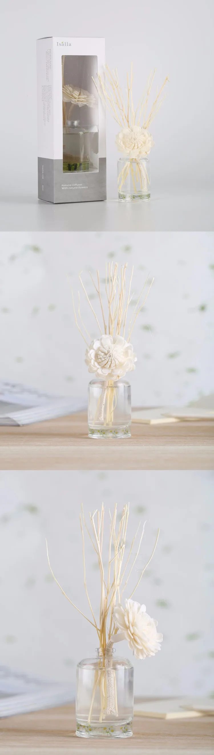 Wholesale glass bottle aromatherapy reed diffuser bottles with stick, diffuser reed for gift set