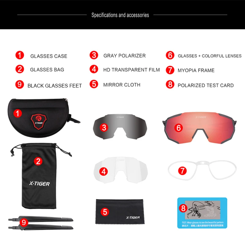 
X-TIGER Bicycle Goggles Men Polarized Women Outdoor Sports With 3 Lens Eyewear Cycling Sun Glasses 