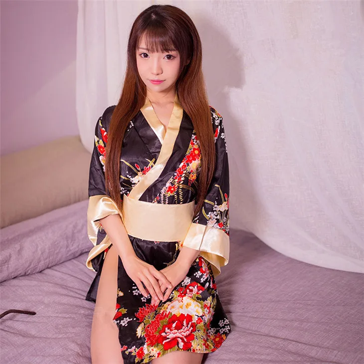 Deep V Print Japanese Kimono And Thong Sexy Lingerie Suits For Young Girls - Buy Japanese Kimono ...