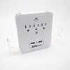 Certified Wall Mount Power Surge Protector with 3 AC Outlet Plug 2 USB Charger Ports Phone Holder Adapter