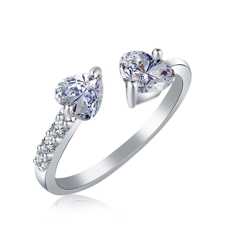 

Factory Price Customized Smart Double Heart Shape Ring Womens Wedding Rings R53