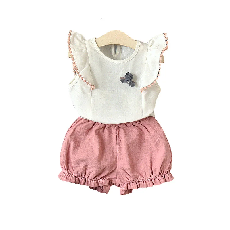 

New design personality girl clothes suit wholesale boutique children clothes, Pink/yellow