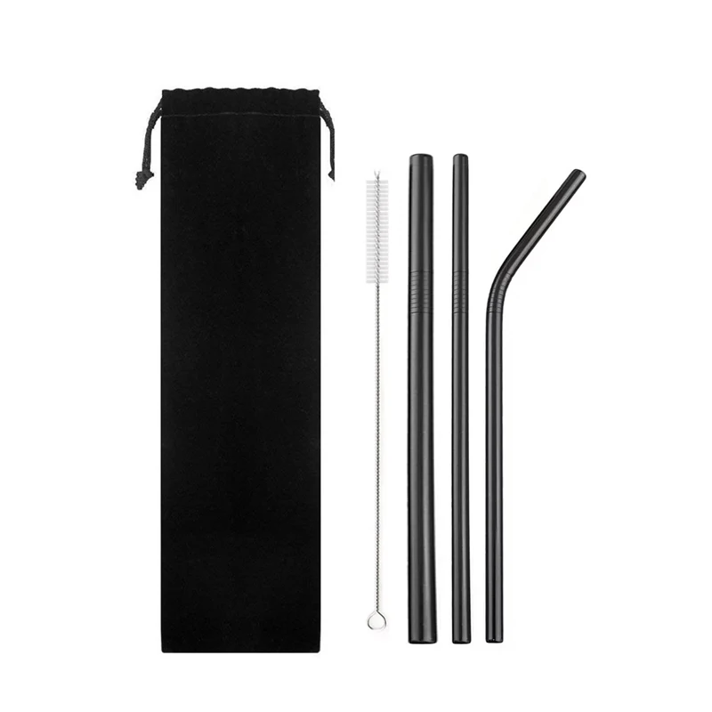 

Svin Amazon Hot Selling Black Stainless Steel Straw Set Custom Metal Drinking Straw, Silver;black;rose gold;gold;rainbow;blue;purple