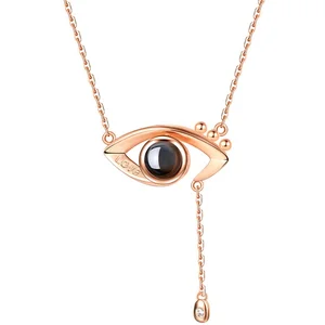 Valentine's Day Jewelry Gift  Love Memory Eye Pendant Projection 100 Languages I Love You Necklace