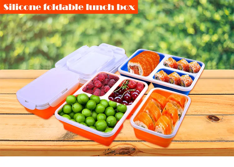 Custom PP lid Biodegradable Leakproof Insulated Silicone School Bento Lunch Box