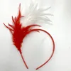Red and white feather Headband for Women Kentucky Derby Fascinator Feathers Wedding Party Headwear Hair Accessories