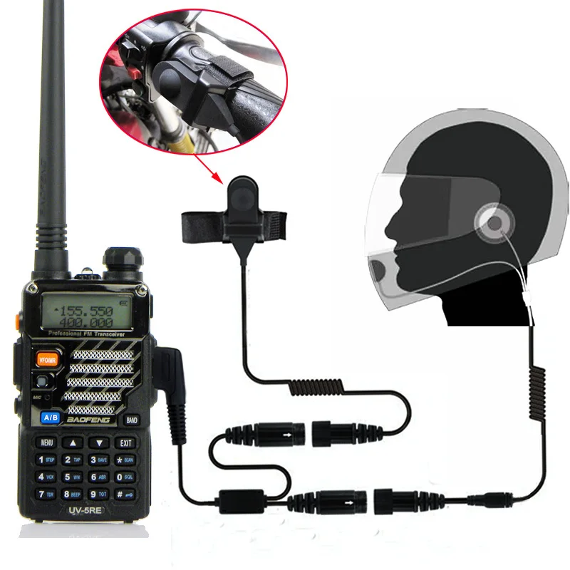 2pcs Motorcycle Full Face Helmet Headset PTT Mic for