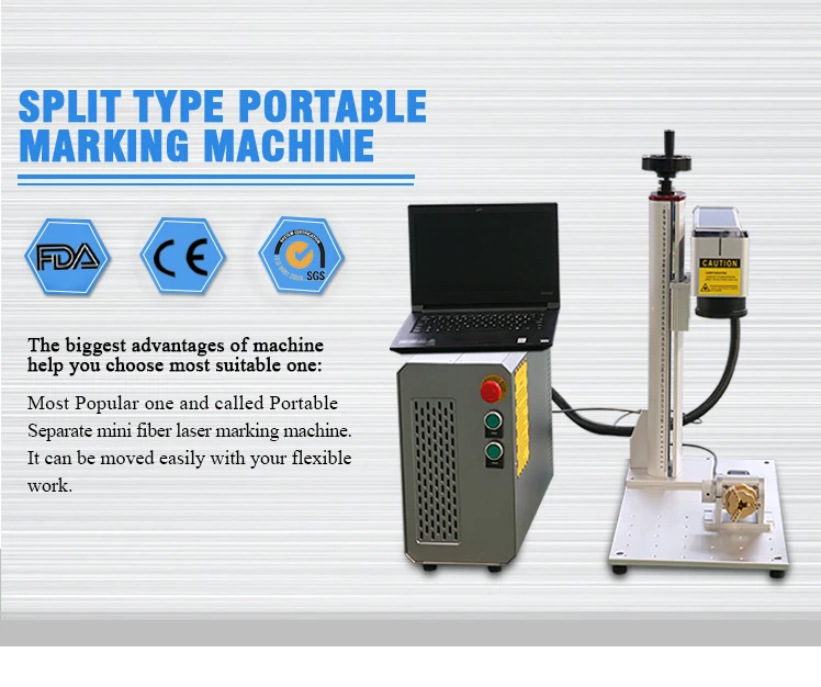 Portable type fiber laser marking machine 20w for any metal