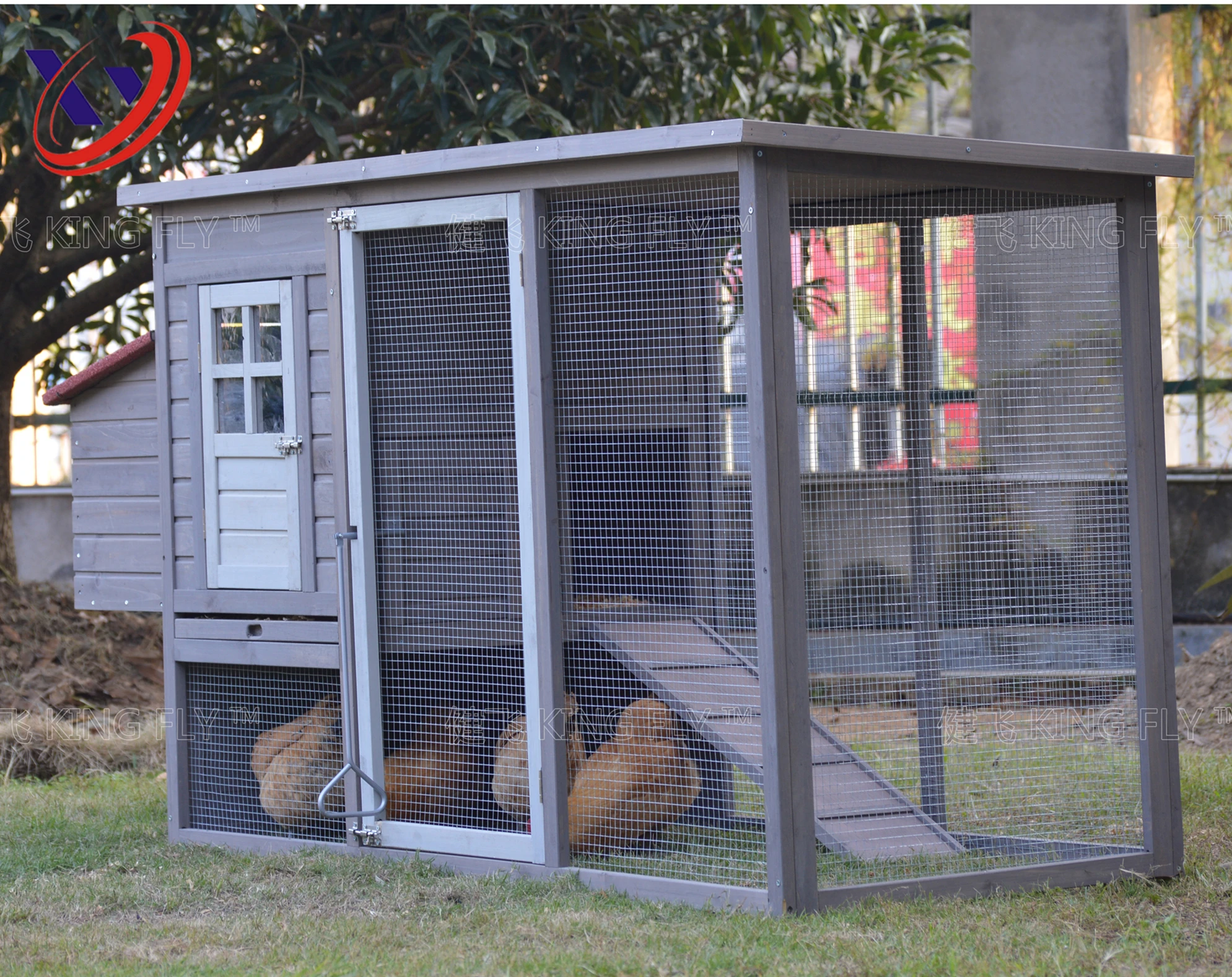 

Grey Color Wooden hen hutch cage chicken house, Different colors available