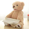 Amazon hot plush toy hide-and-seek teddy bear with baby blanket shy electric music teddy bear