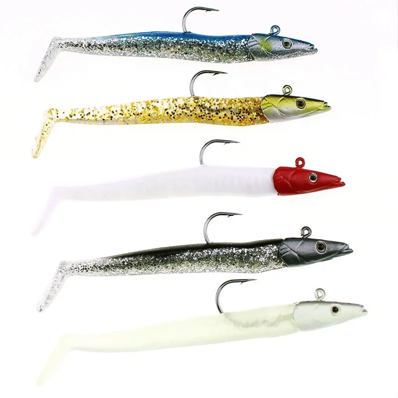 

22g 12cm fishing lure silicone sandeel lure soft Fishing Jig Lure Artificial Bait with Lead Jig Head, Vavious colors
