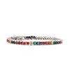 Top seller newest fashion custom sterling silver women jewelry joyas mujer rainbow charm jewelry tennis bracelet bangle