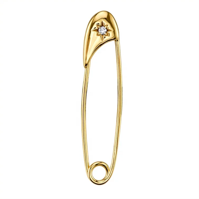 

sterling silver ruby safety pin earring hoop