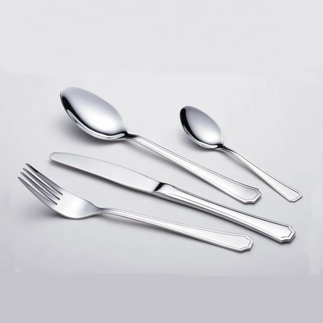 

Simple delicate design cuttlery 4 pcs stainless steel hand forged flatware, Sliver