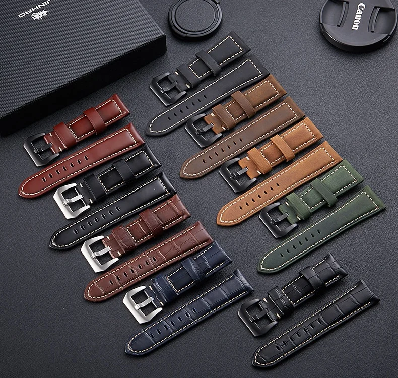 

ZONESIN Fashion Handmade Watch Strap 20mm 22mm 24mm 26mm Genuine Alligator Crocodile Leather Watch Band, 10 colors