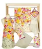 100% Cotton Printed Butterfly Spring Pattern Cotton Chef Cooking Apron and Kitchen Towel Oven Glove and Pot holder set