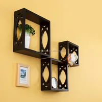 

Wooden Wall Mounted Retro Floating Cube Shelf Storage Wooden Vintage Wall Shelf