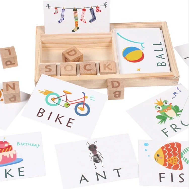 

HOYE CRAFT wooden alphabet blocks Educational learning Matching Letter Game spelling word game for kids