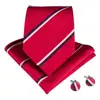 Men's Tie High Quality 8cm Width New Necktie Red Striped Ties Jacquard Silk Tie