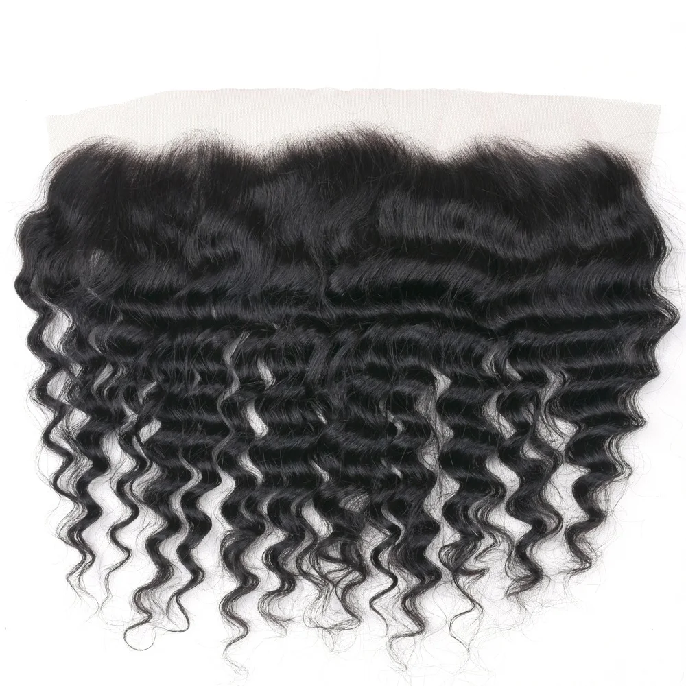 

2019 fast selling products good quality french lace frontal 13x4 deep wave human hair