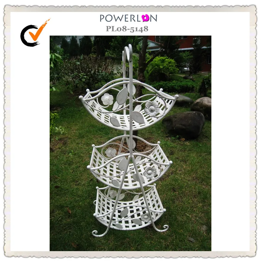 
3 Tiered Produce Display Basket Wholesale 3 Tier Metal Basket for Garden Outdoor 