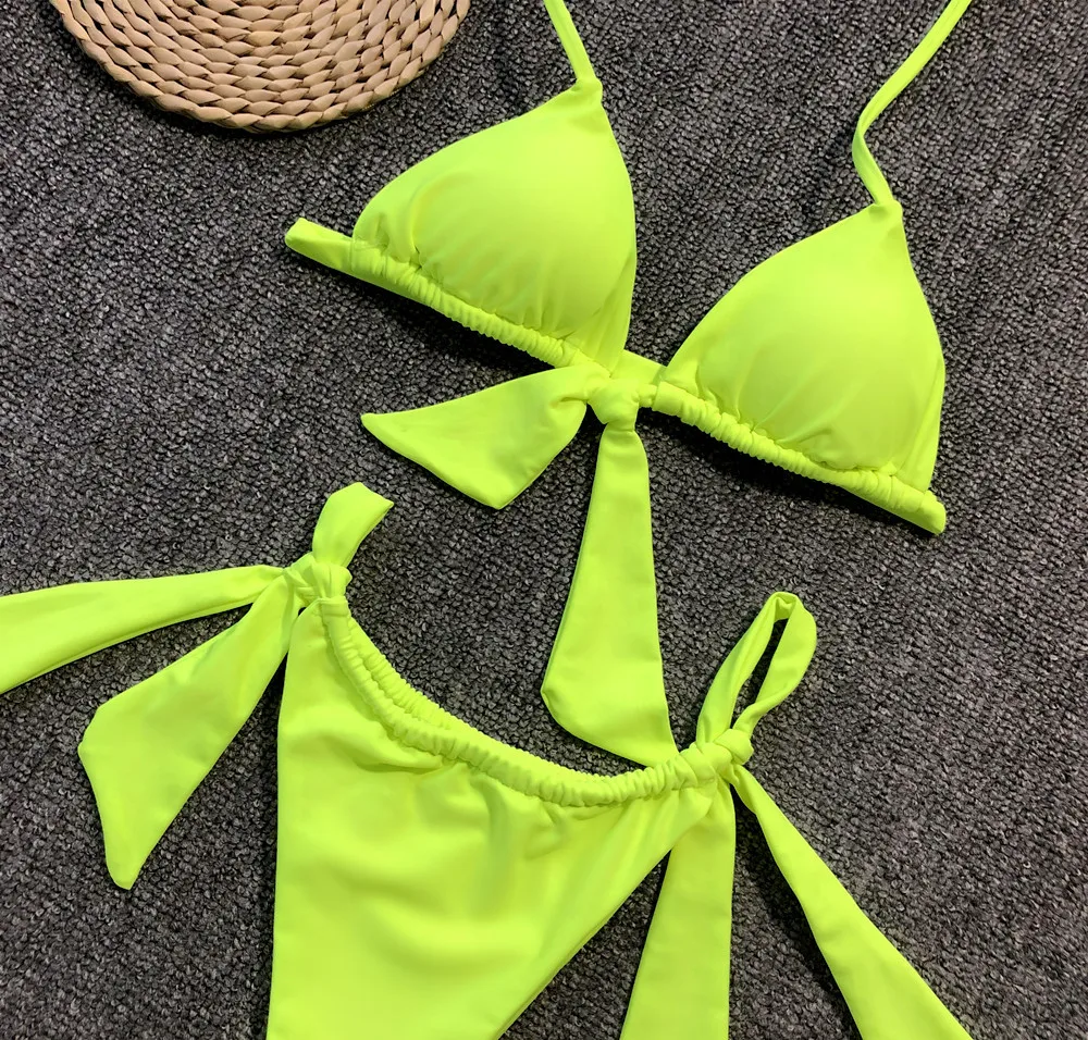 2019 Aliexpress Wholesale Neon Green Two Piece Sexy Bikini Swimsuit Girl Buy Green Bikinisexy 1194