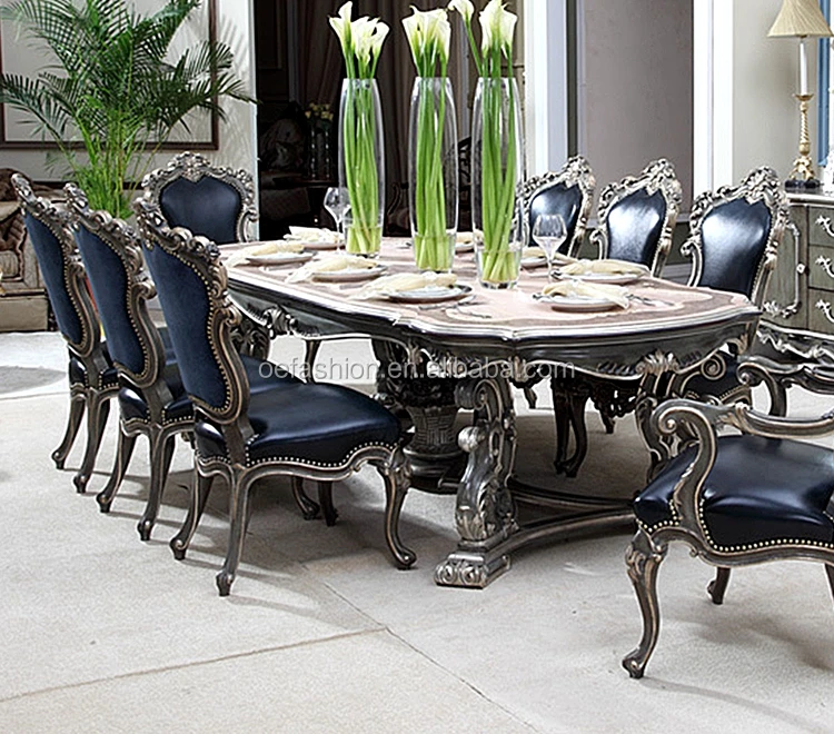 OEFASHION new classic style luxury round dining table with rotating