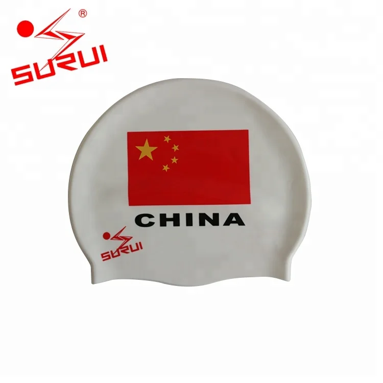 Adult Moulded usa Swim Cap Silicone Logo Adult Printed Swimming Cap with Monochromatic Printing