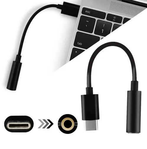 

Type-C to 3.5mm Earphone cable Adapter usb 3.1 Type C USB-C male to 3.5 AUX audio female Jack for Xiaomi Samsung, Black, white