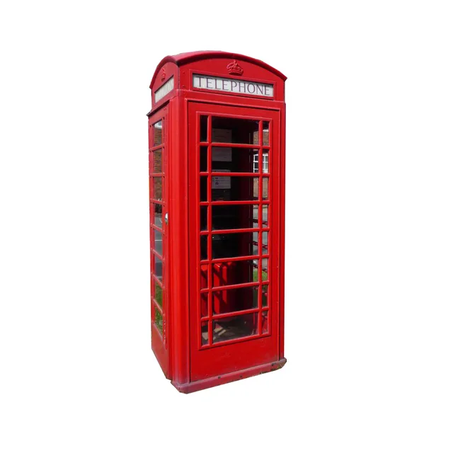 British Phone Booth Red With Printed Logo For Telephone Or