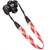 red and white woven custom leather camera strap