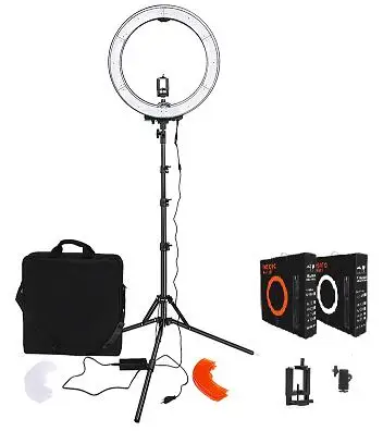 FOSOTO RL-18B 55W 5500K 240 LED Makeup Lighting Dimmable Camera Photo video Phone Photography Ring Light Lamp&battery slot