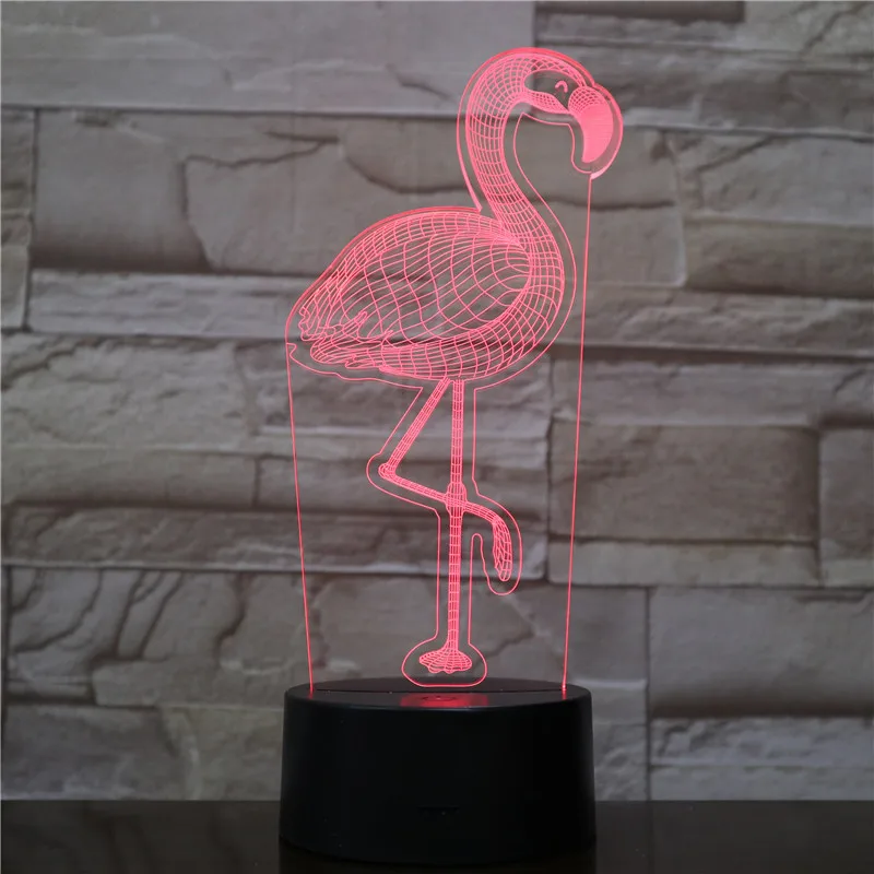 3d led flamingo lamp acrylic led light 3D Hologram Illusion Desk Lamp