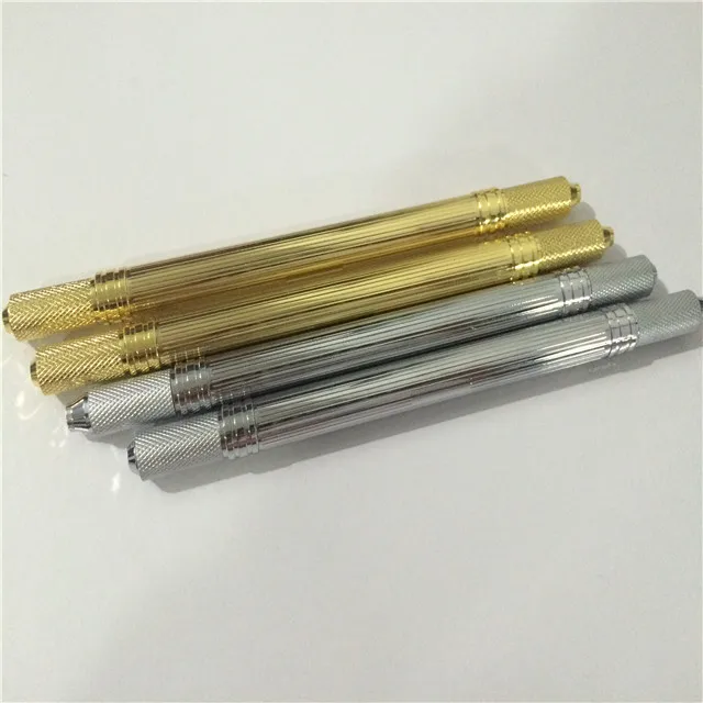 

2018 5D Tattoo machine microblading eyebrow pen with double head, Gold;silver