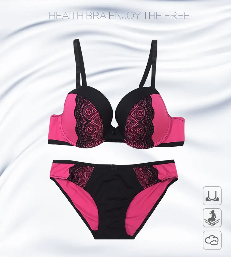 black and pink bra and panty set