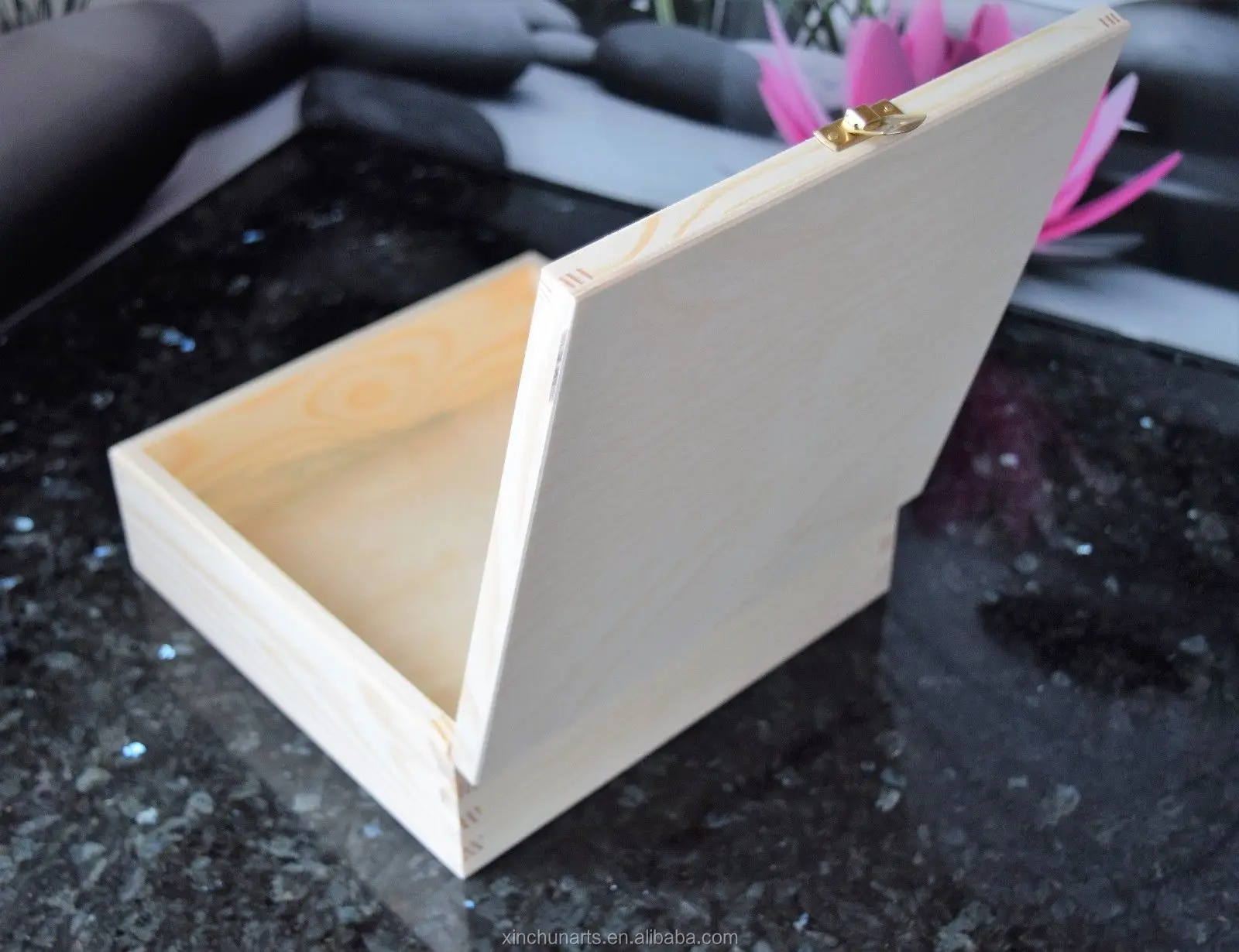 High Quality Unfinished Customized Wooden Box With Acrylic Sliding Lid