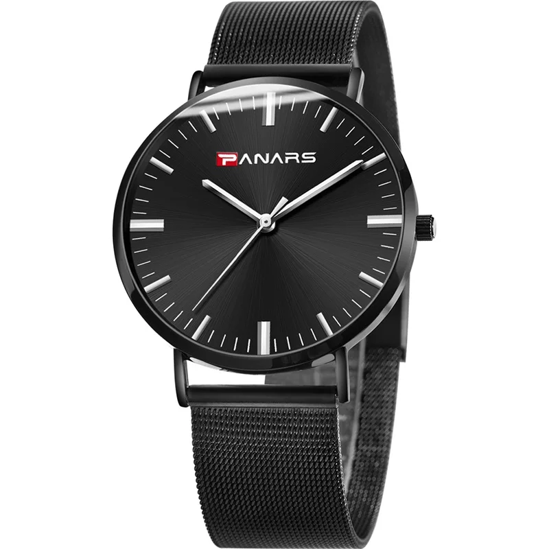 

Free Shipping PANARS 8120 Japan Movt Quartz Watch Stainless Steel Back minimalist watch men, Blue;white;black;brown