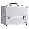 Professional Makeup Train Case Cosmetic Box with 3 Extendable Trays Aluminum Make Up Artist Organizer