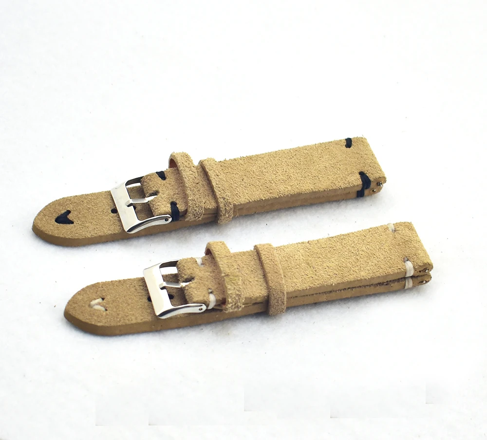 

20mm beige color less stitching suede leather watch straps, As picture