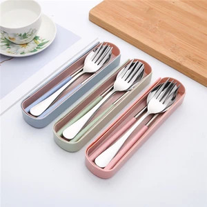 Image of Wholesale creative gifts stainless steel tableware set portable outdoor travel cutlery set