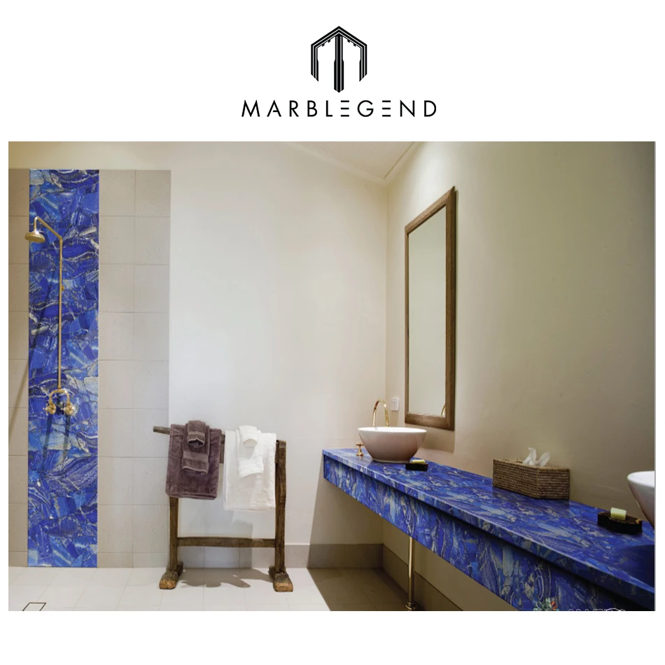 Beautiful Cut To Size Natural Lapis Lazuli Countertop For Bathroom