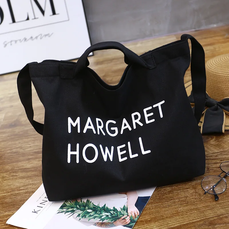 Reusable 12oz cotton canvas tote bag with zipper canvas bag for women