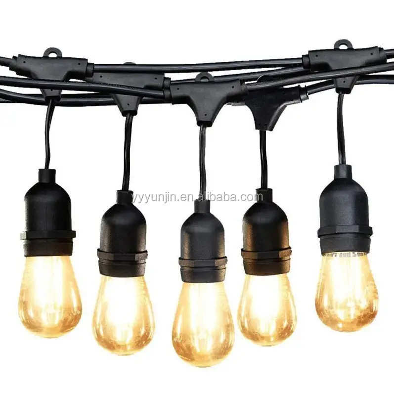 Vintage brightness ROHS CE patio party led string bulb lights black wire outdoor
