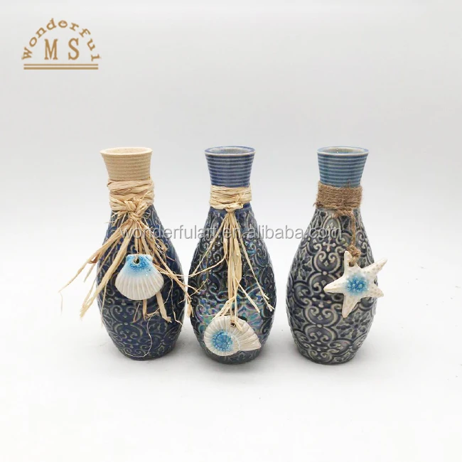 Wholesale Ocean blue ceramic vases luxury home decorative,Porcelain flower vase star,home decoration pieces luxury living room