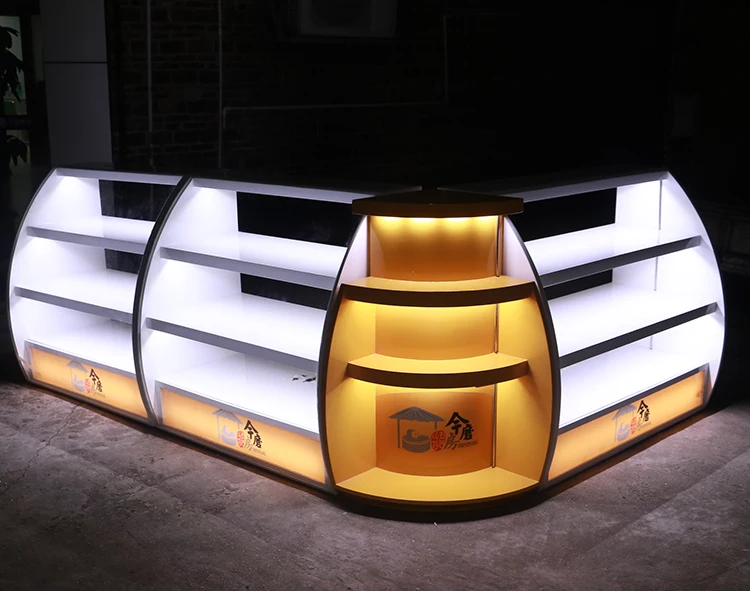 Modern Luxury Wood Retail Display Table Food Display Counter