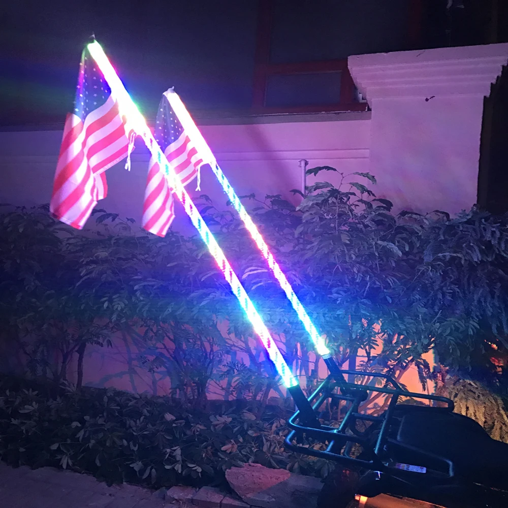 Pair 4' Twisted Extreme Dream dancing  RGB whips Led Light  for ATV UTV SXS RZR CAR