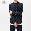 Casual Mandarin Collar Shirts Designer Brand Slim Fit Long Sleeve Men Solid Color Shirts